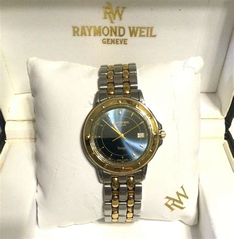 Raymond Weil Tango 5560 Blue Dial Men's 35mm Part 18k Gold 